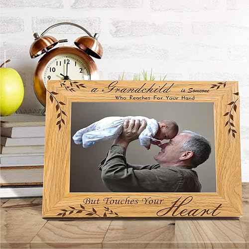 Miniatura 4 de FINGERINSPIRE Marco rectangular para fotos de abuelos de 6 x 4 pulgadas, marco rectangular de madera con un nieto es alguien que busca tu mano pero