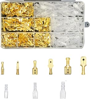 450 Pcs Cable Lugs Set,Bolt Hole Tinned Copper Terminals Set,Wire Terminals Connector Cable Lugs Ring Battery SC Terminal Set,Marine Grade Cold-Pressed Crimp Type(Gold)
