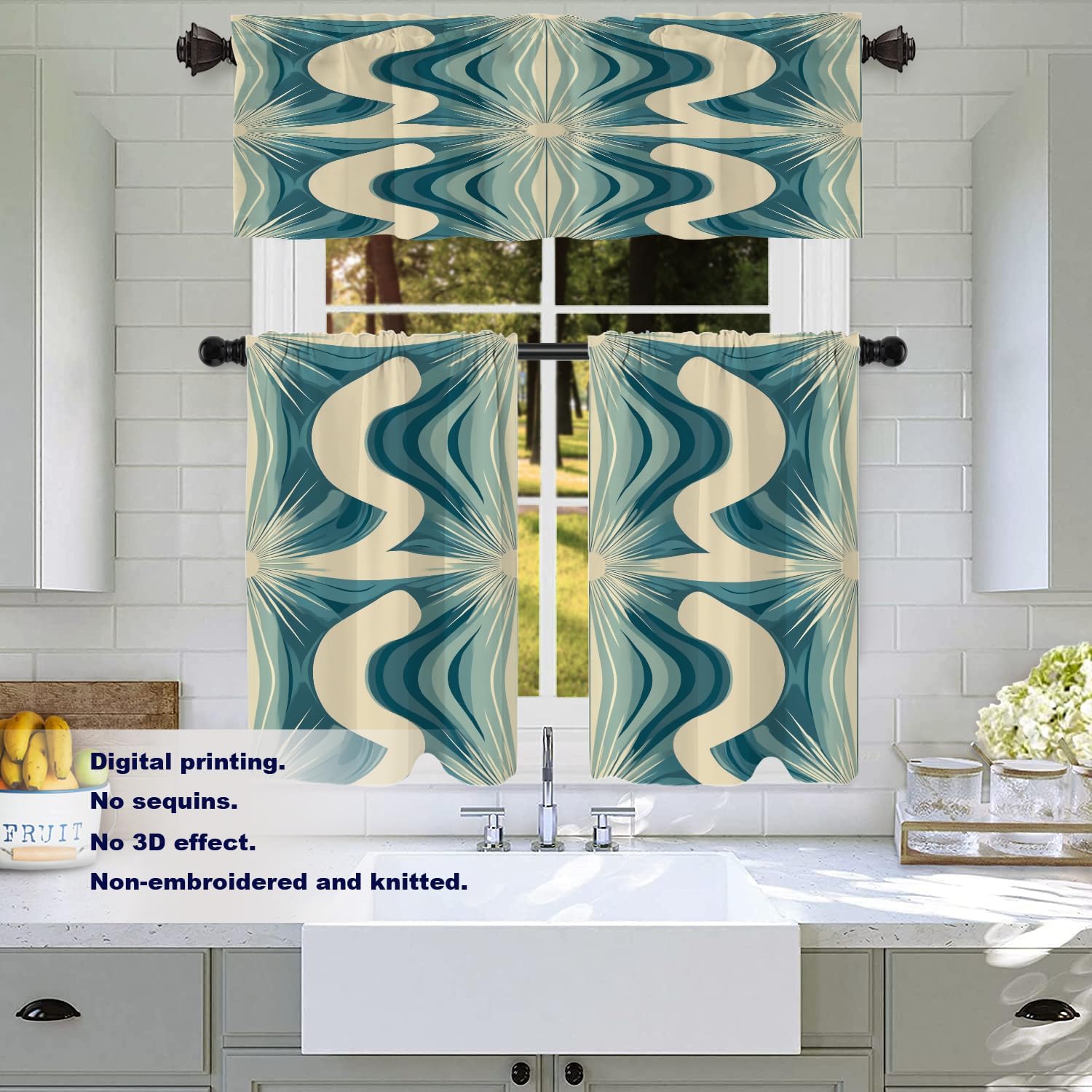 Batmerry Abstract Cool Color Scheme Tier Curtains, Repeating Smooth Gradients Cafe Curtain Short Kitchen Drapes Small Valance for Bathroom, 2 Pack 36X26 Inches