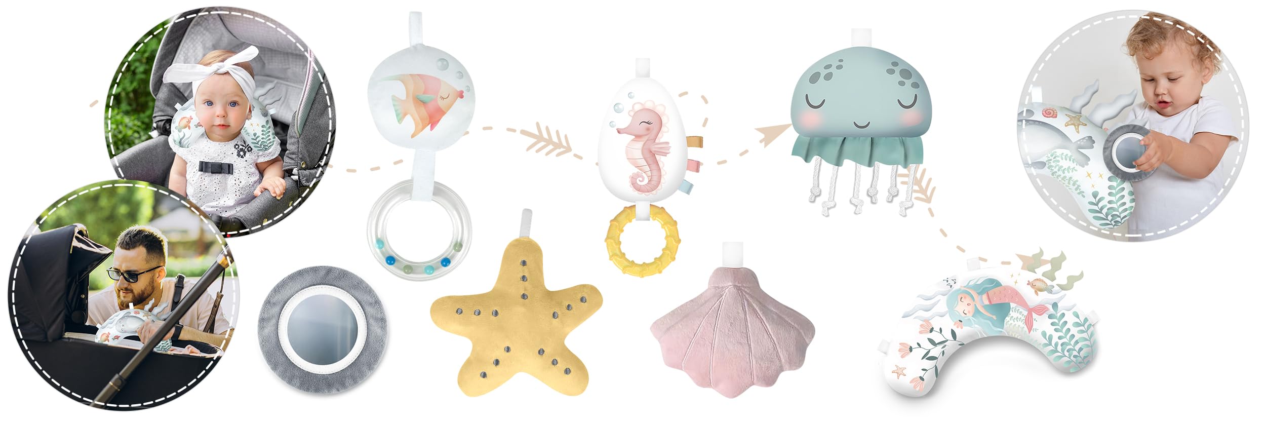 Nukido Tapis d'Éveil Bébé avec Arches Amovibles et 7 Jouets - Rose Océan
