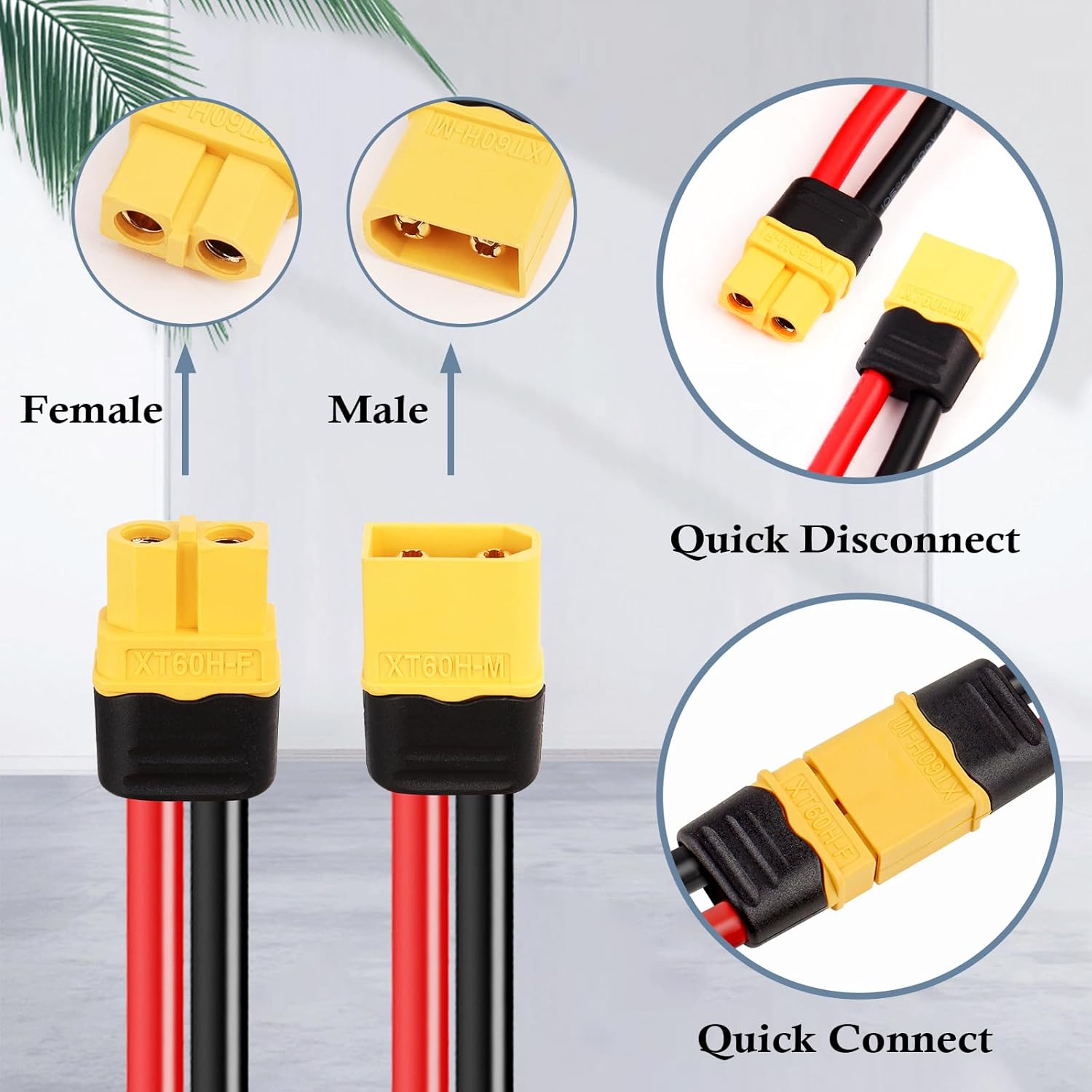 12AWG XT60 Extension Cable 75FT XT60 to XT60 Cable with Male to Female Connector for RC Battery Portable Power Station Solar Panel