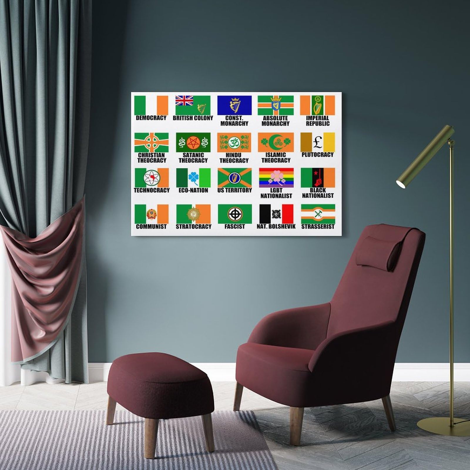 ALTUY Poster sur toile représentant les drapeaux alternatifs de l'Irlande - 50 x 75 cm