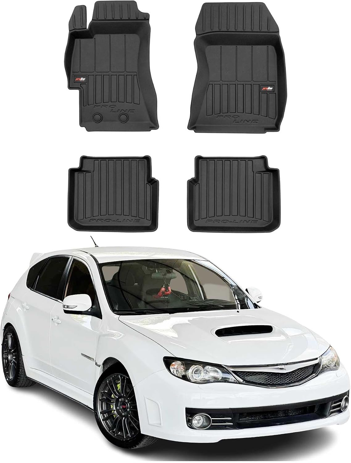 OMAC Premium Floor Mats for Subaru Impreza WRX 2008-2014 Car Mats All Weather 3D Custom Fit Rubber Mat Waterproof Odorless TPE Floor Liners Laser Measured Non-Slip (Black)