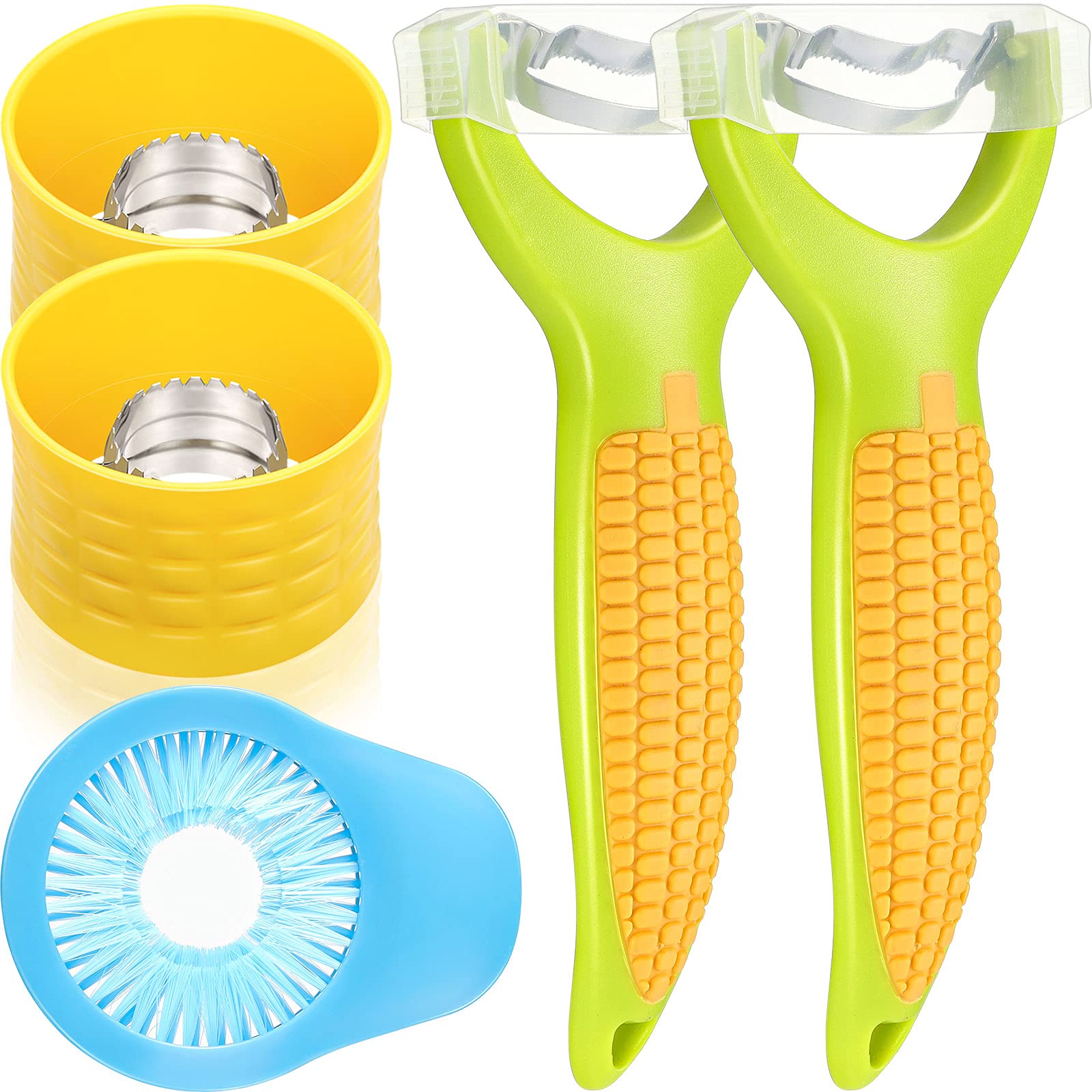 Zhehao 2 Pieces Yellow Corn Stripper Corn Cob Stripper Tool Corn Cutter, 2 Pieces Corn Shaped Peeler Corn on the Cob Remover Corn Zipper Corn Silk Remover for Home Kitchen Restaurant Use