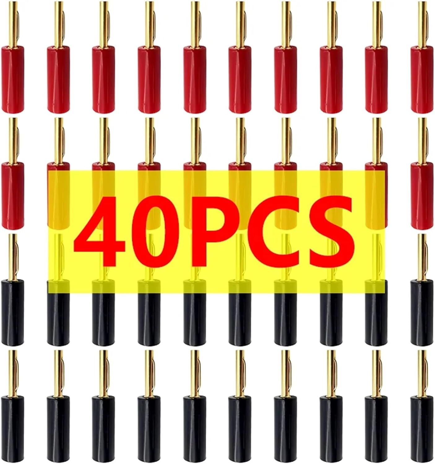 8/40PCS 4mm Gold Plated Speaker Banana Connector No Welding Horn for Audio Video Cable Adapter(20 Red 20 Black)