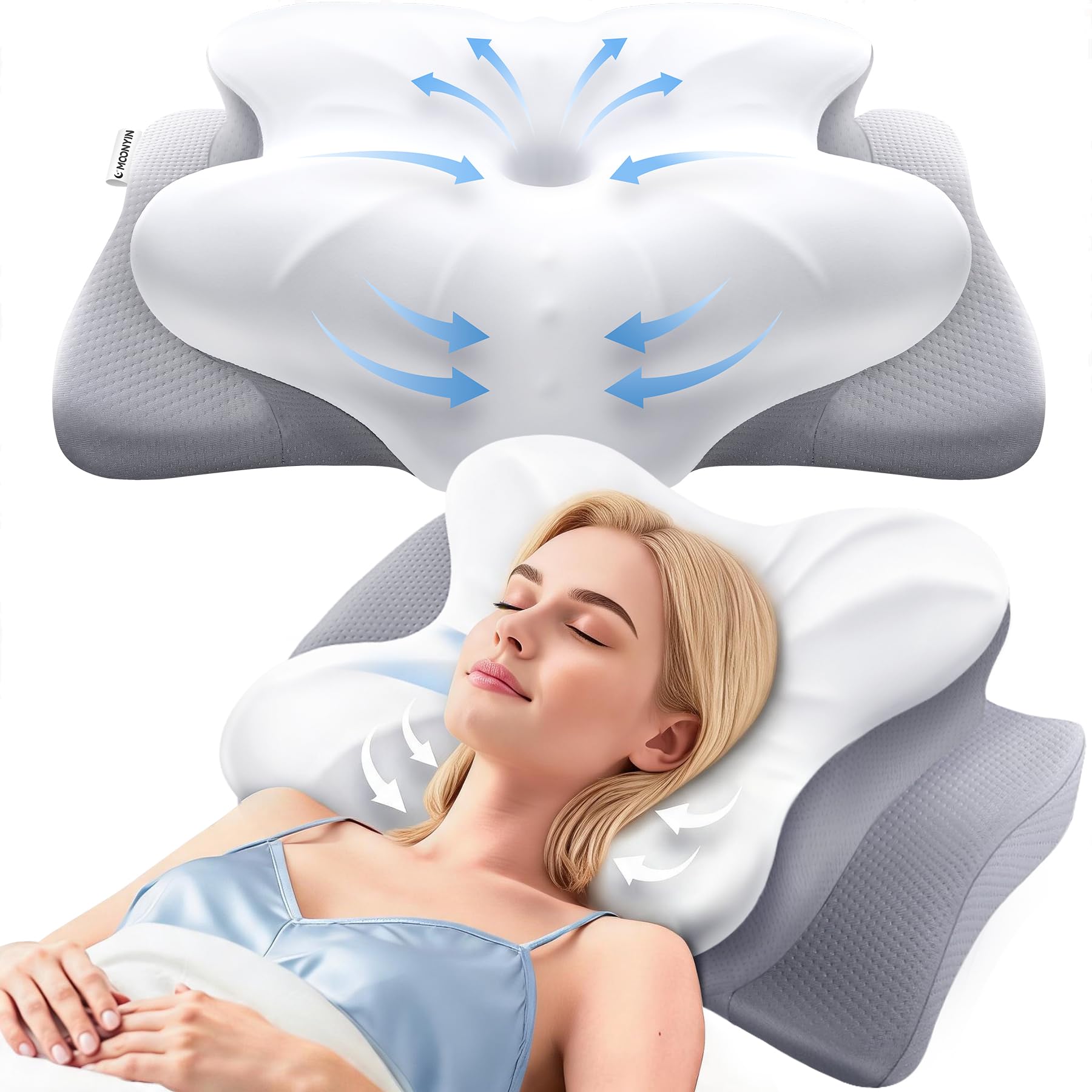 Cuscino Ergonomico per Cervicale, Cuscino Memory Foam per Dormire,v