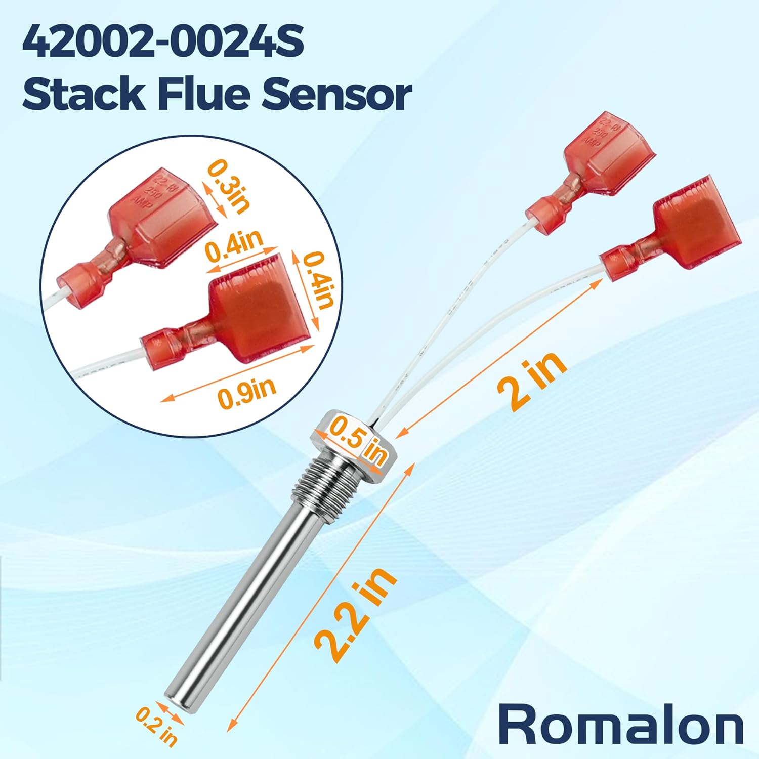 Romalon 42002-0024S Stack Flue Sensor 42001-0063S High Limit Switch 42001-0053S Heater Thermistor Replacement Fit for Pentair Pool and Spa Electrical System Heaters