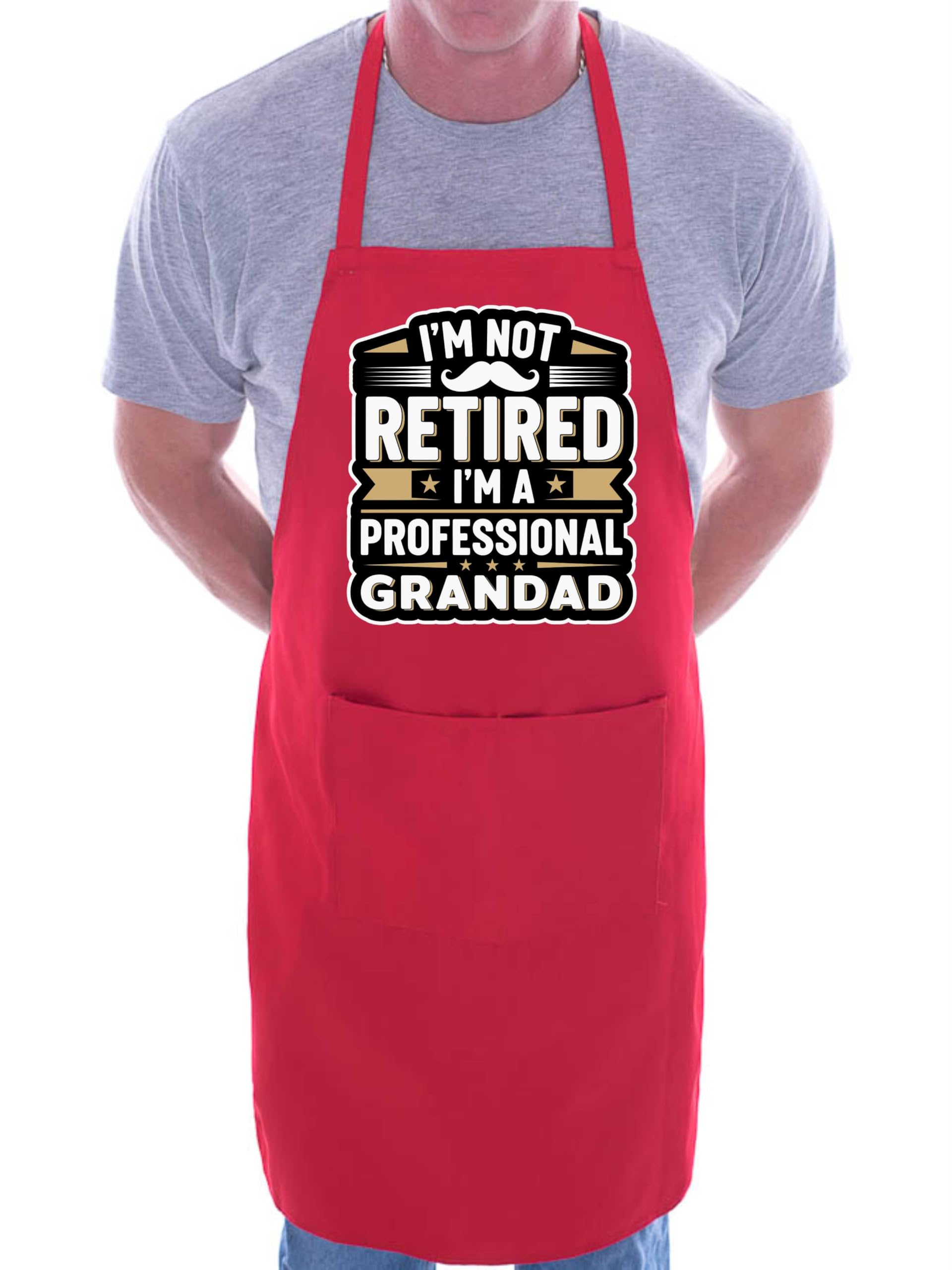 Print4u Unisex Red Not Reti I'm Professional Grandad Apron Fun Father's Day Gift For Dad