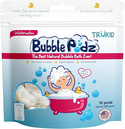 TruKid Bubble Podz - Baño de burbujas para bebés y niños, bomba de baño refrescante suave para piel sensible, equilibrio de pH 7 para sensibilidad