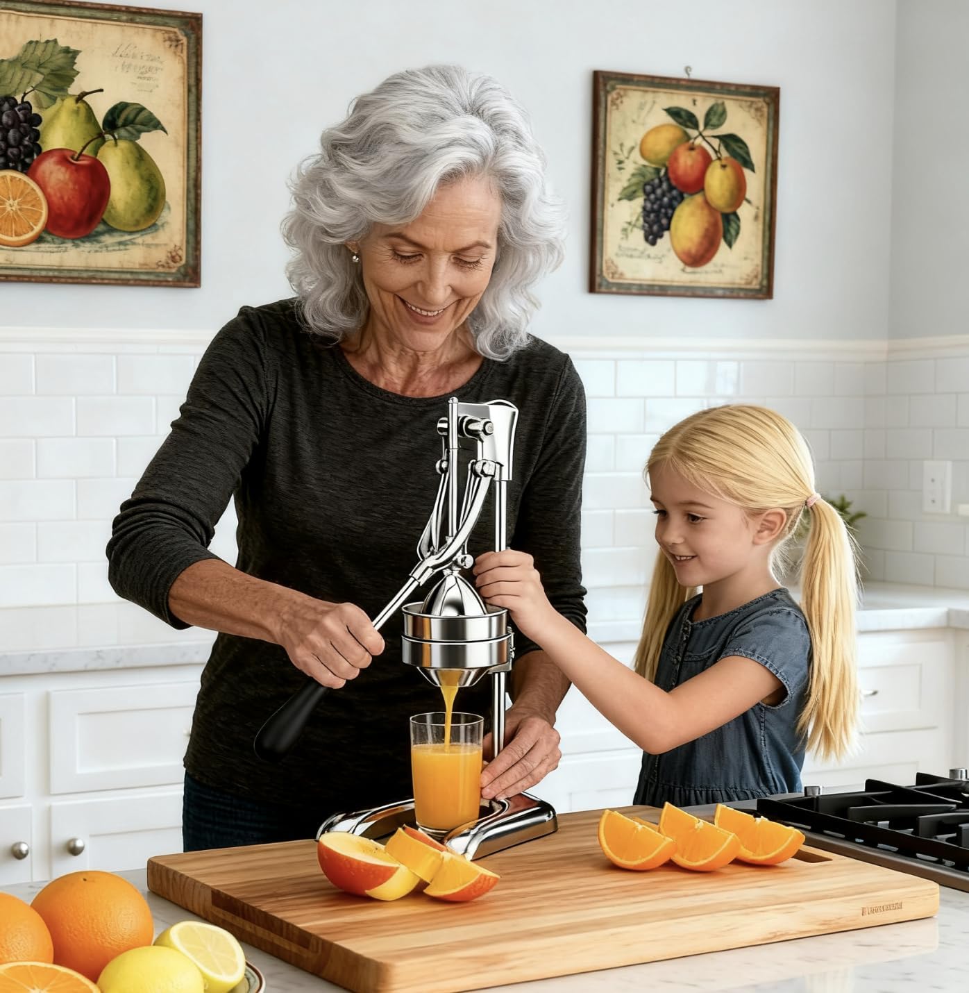 Gravity-Assisted Stainless Steel Manual Juicer – Hand Press for lemon、Orange、Pomegranate, Home and Commercial Use,Your Trusted Partner for the World Cup(electrosilvering)