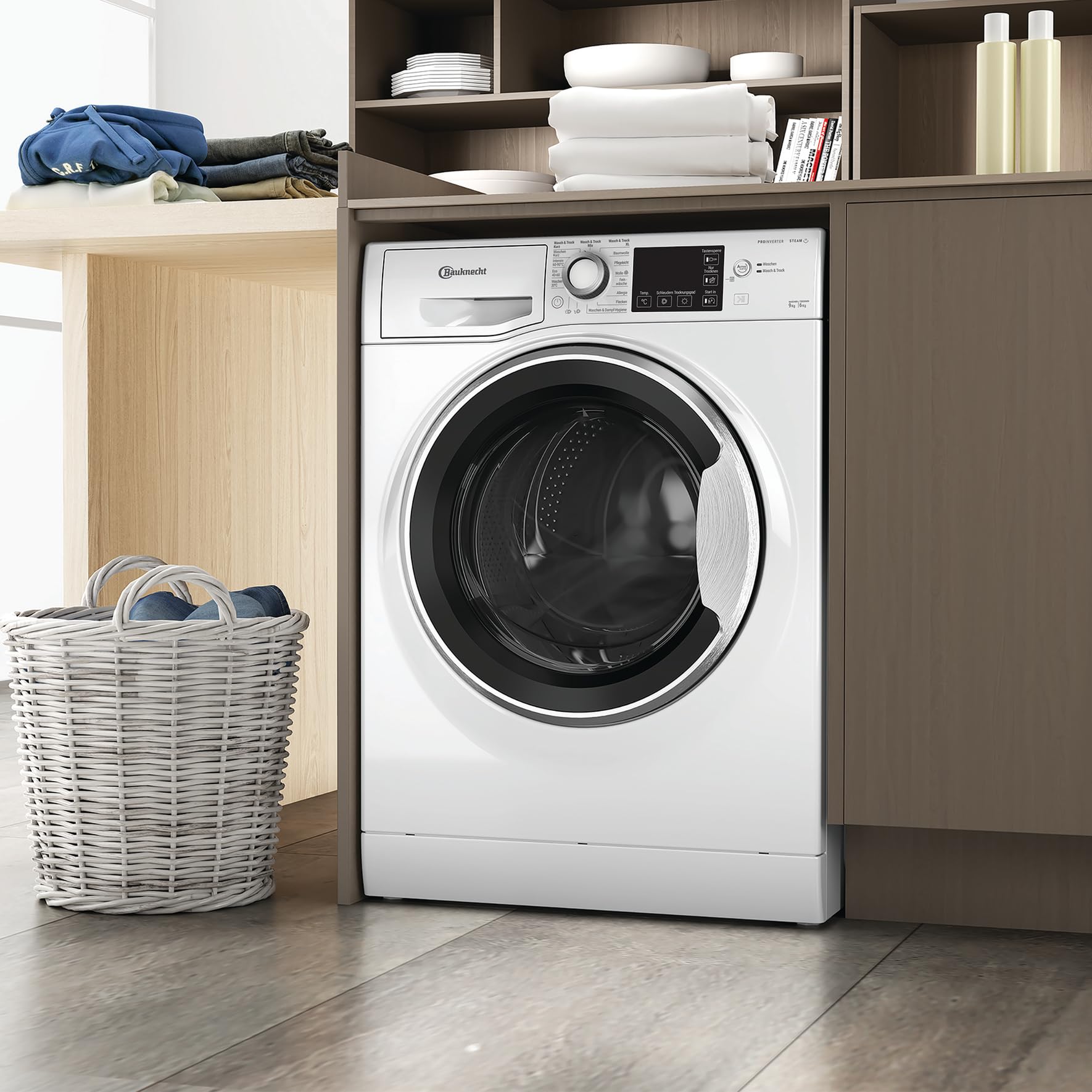 Bauknecht WADR ACTIVE 9614 D Waschtrockner, 9 kg Waschen, 6 kg Trocknen, Active Care Wash & Dry Technologie, Anti-Allergie-Programm, Wolle-Programm, Nachlegefunktion, Dynamic Inverter-Motor, Weiß