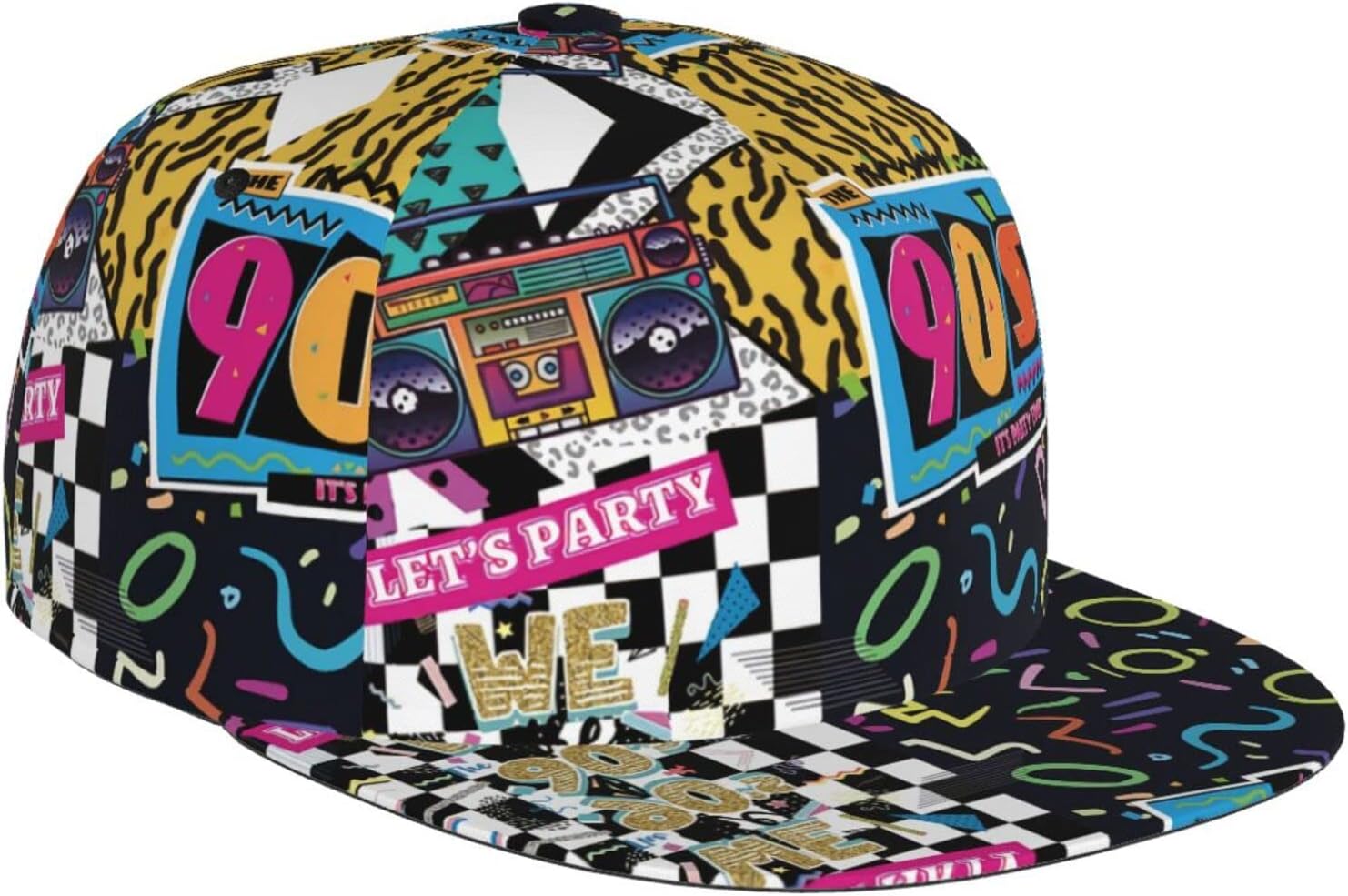 Vintage 80s or 90s Flat Bill Baseball Cap Retro Hats Adjustable Casual Baseball Hats for Men Women