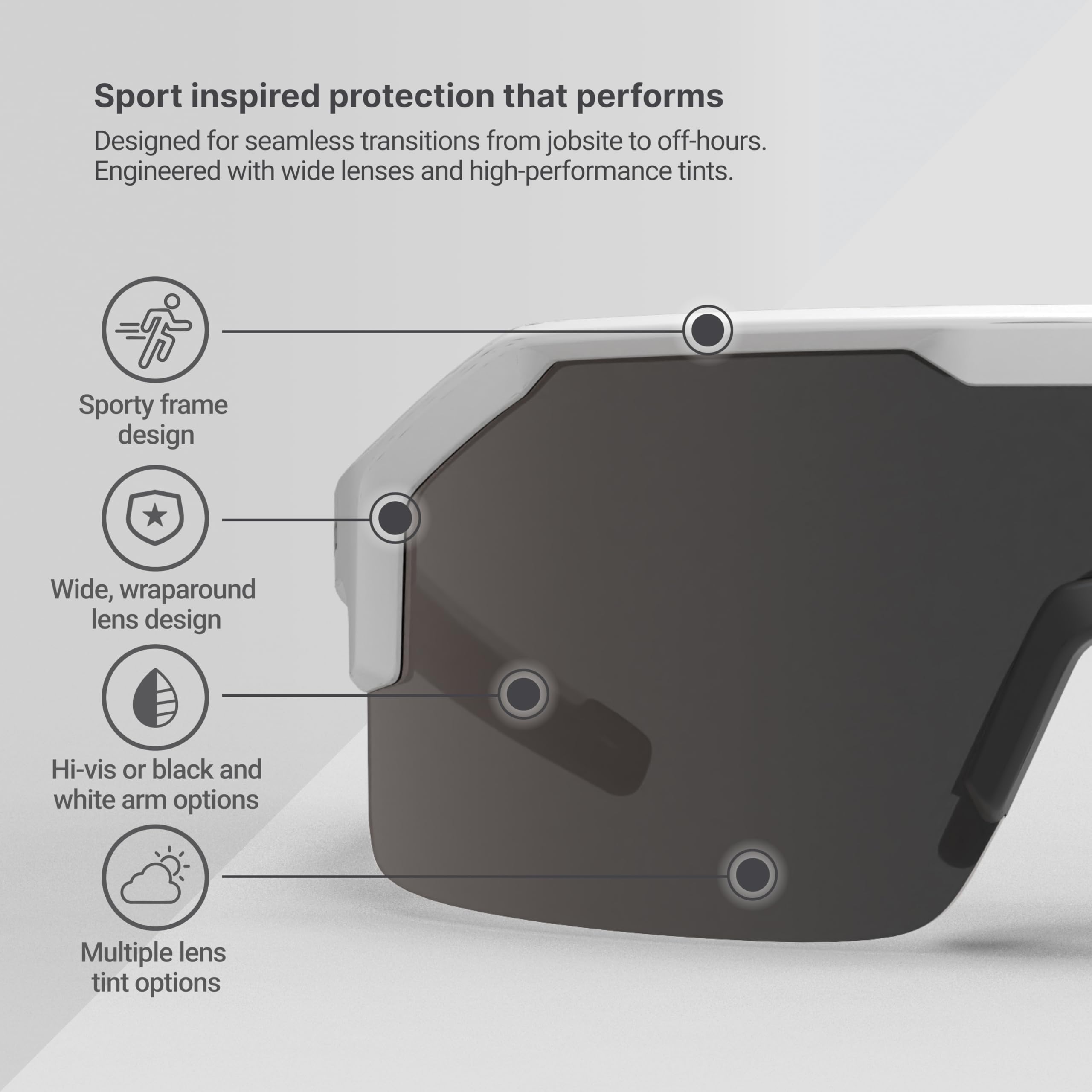 HexArmor Shockwave - Gafas de trabajo de seguridad | ANSI Z87+, UV, antivaho, polarizadas