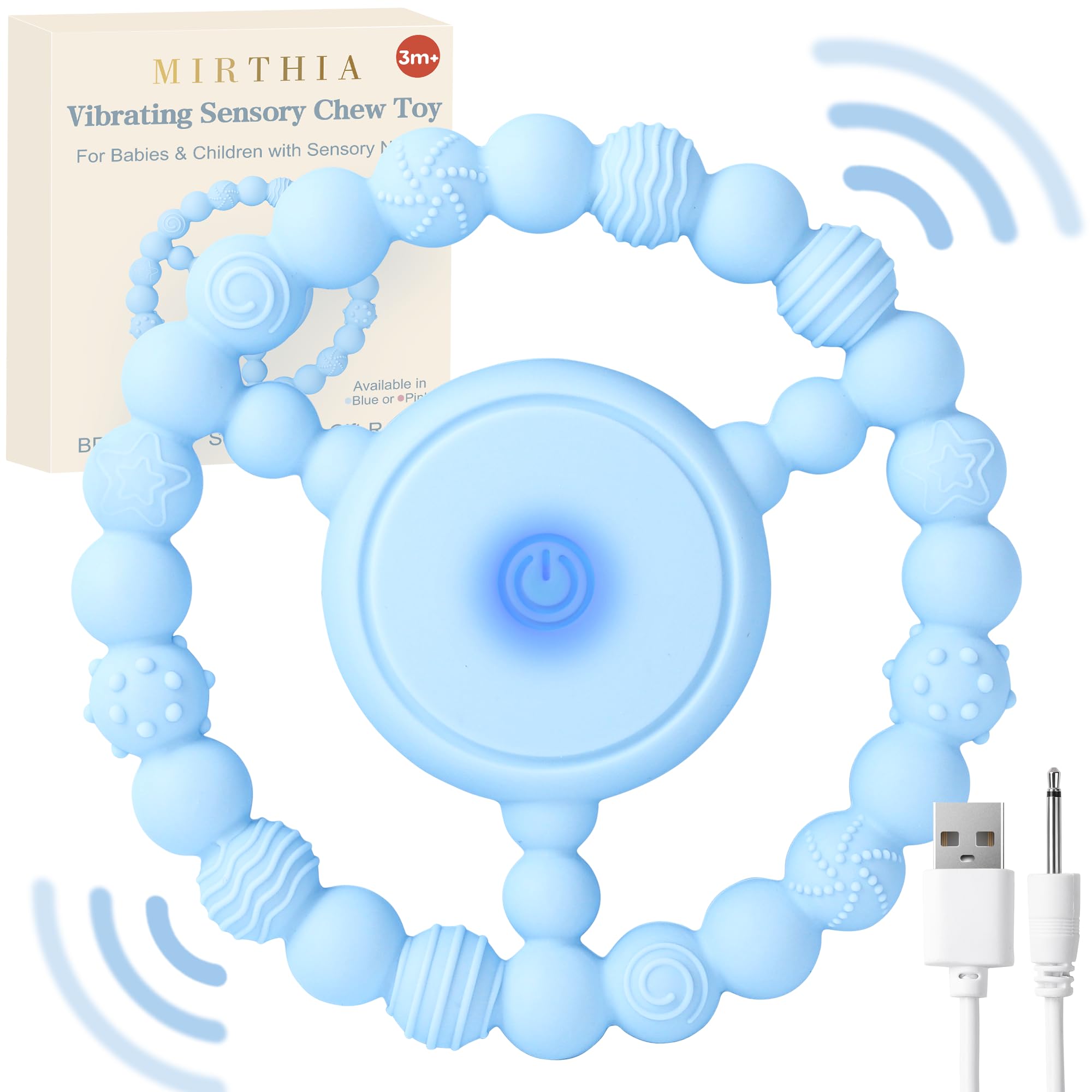 MIRTHIA Vibrating Sensory Chew Toys Rechargeable Teething Toys for Baby Teether Autism Chew Toys Sensory Chew Toys Special Needs Developmental Toys for Babies 3+ Months Autistic Children Autism Toy - BigaMart MIRTHIA Vibrating Sensory Chew Toys Rechargeable Teething Toys for Baby Teether Autism Chew Toys Sensory Chew Toys Special Needs Developmental Toys for Babies 3+ Months Autistic Children Autism Toy - BigaMart