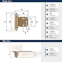 Vista 4 de Amerock BPR7629CZ Bisagra de gabinete de marco frontal Superposición variable de cierre automático montaje frontal Bronce champán Bisagra
