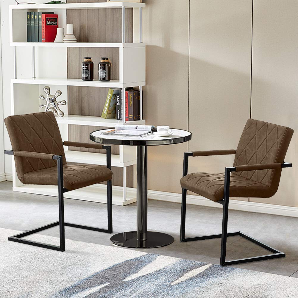 CLIPOP Lot de 2 chaises de Salle à Manger en Simili Cuir Fauteuil de réunion pour Salle à Manger Salon mobilier de Bureau Marron