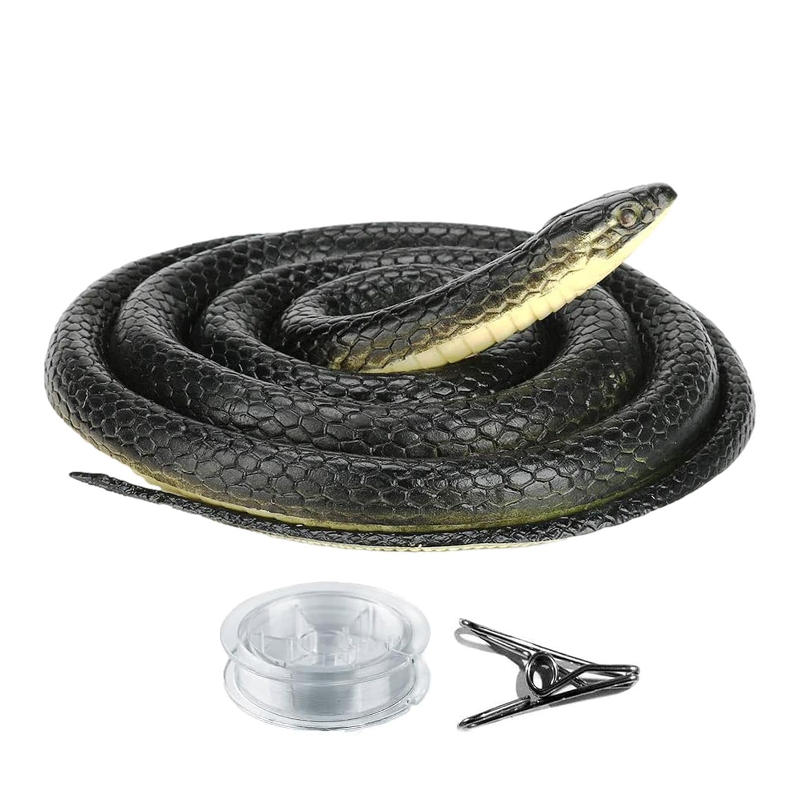 Tokaneit 4 Pezzi Figure di Serpenti Elastici in Gomma,Serpente di Gomma Elastico,Serpenti di Gommae Finti Realistici, per Spaventare Gli Uccelli, Scherzi, Festa di Halloween