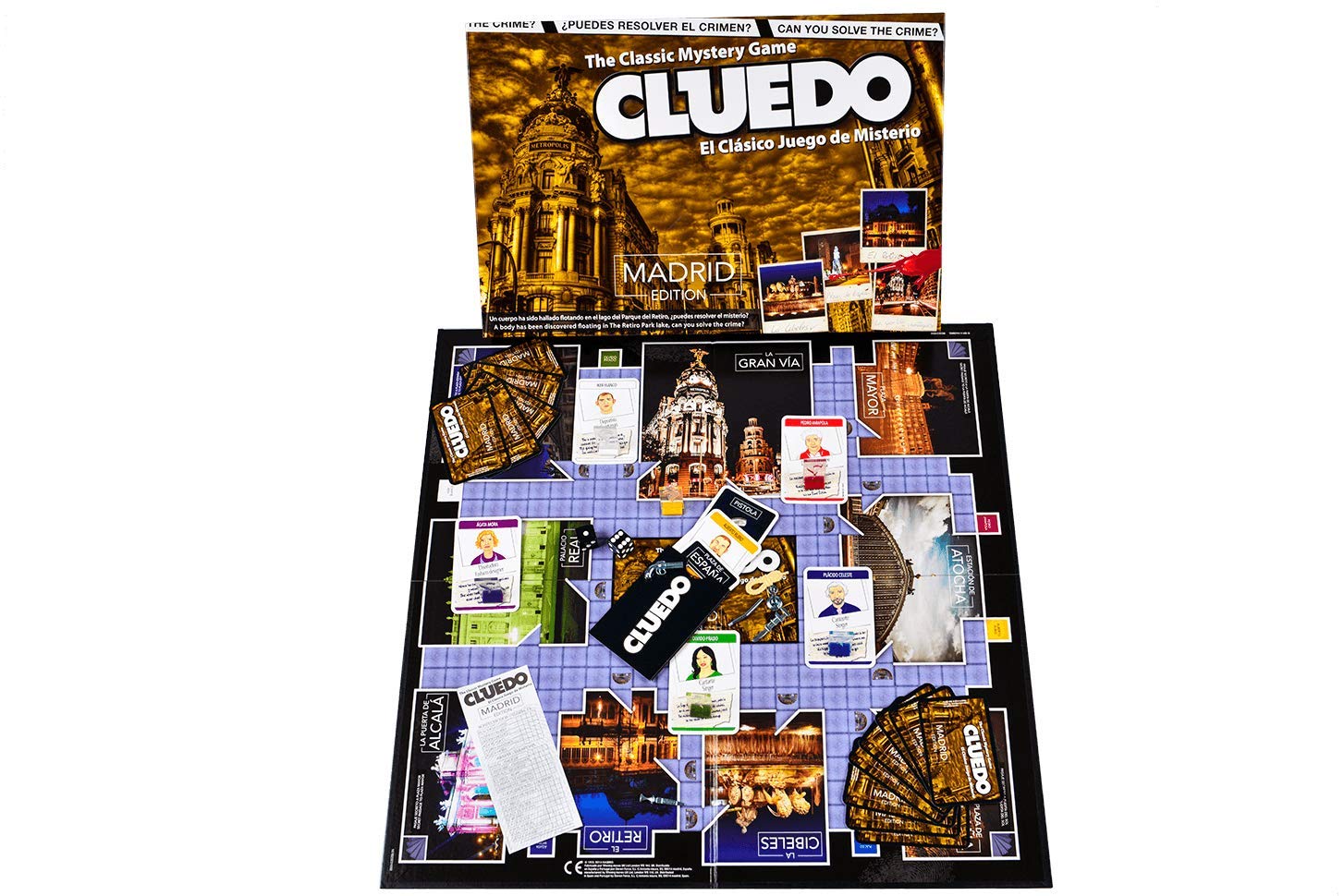 Winning Moves Cluedo Madrid - Misterios En La Capital Española para 2-6 Jugadores, Juegos de Mesa niños 8 años y para Fans de Madrid, Juegos de Mesa cluedo Juego de Mesa