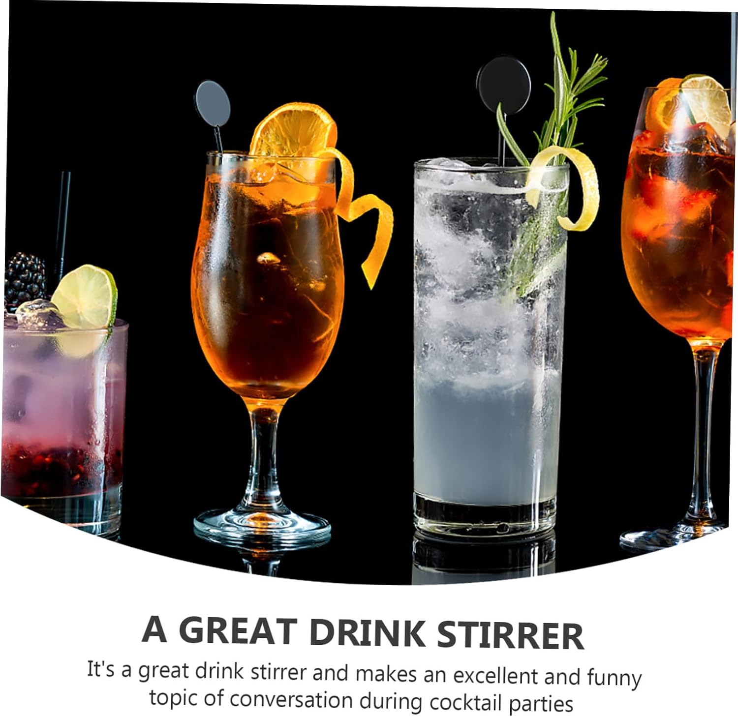COLLBATH Plastic Drink Muddler Stirring Rods Black Swizzle Sticks for Cocktails and Beverages for Mojitos and Old Fashioneds Essential Bartending Accessory