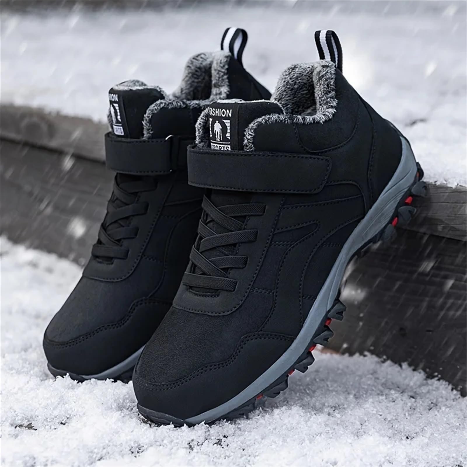 Chaussures d'hiver chaudes for hommes, bottes avec fourrure, pointures 35-45, baskets d'extérieur, bottines Pour le travail, le ski et l'extérieur