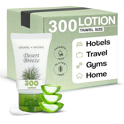 Desert Breeze Loción, artículos de tocador de hotel tamaño viaje, tapa abatible de 1 oz (caja de 300)
