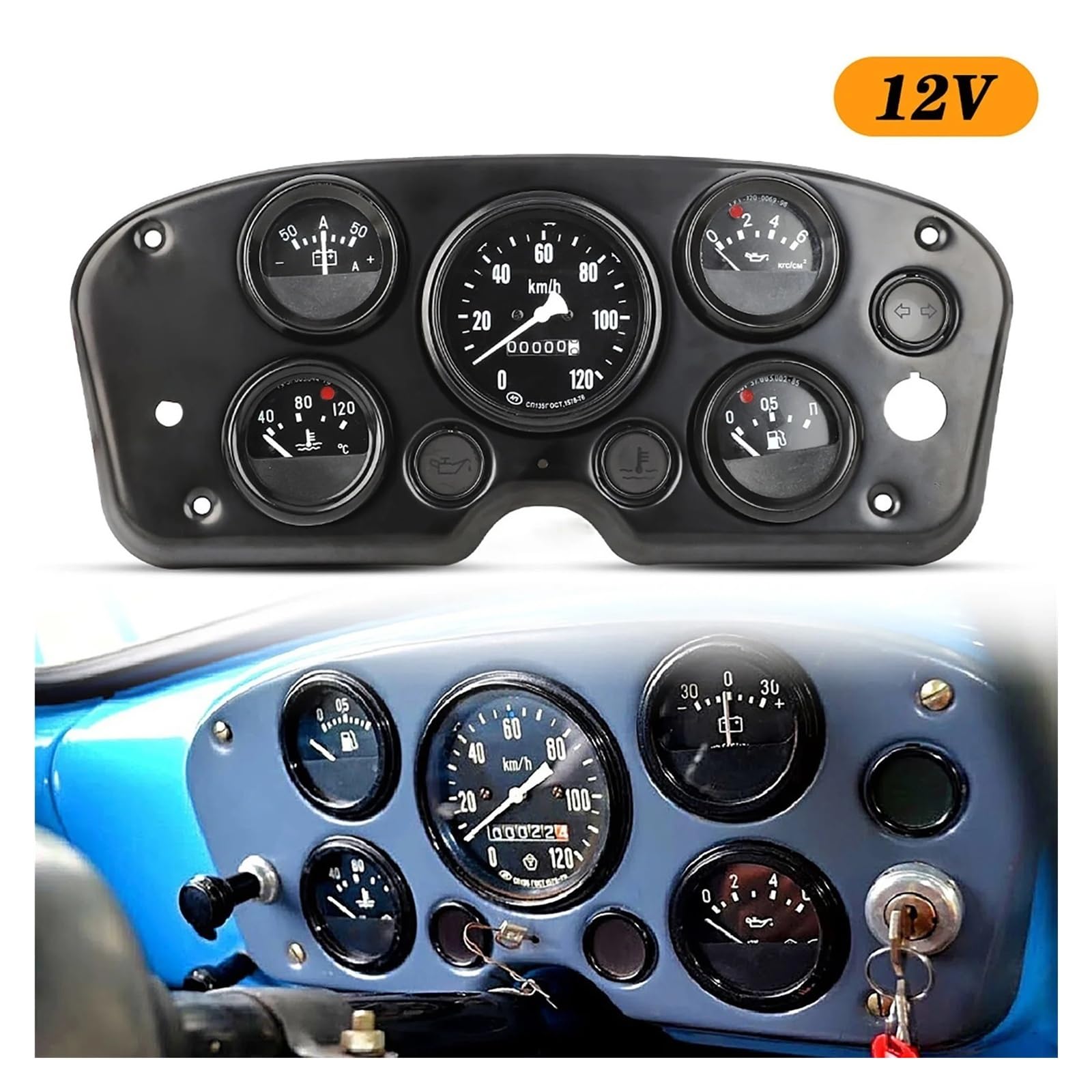 12V 5 W 1 Prędkościomierz Wskaźnik Temperatury Wody Zestaw Wskaźników Napięcia Panel Instrumentów Kompletny Uniwersalny/długi Cyfrowytachometrsamochodowy Cyfrowy miernik