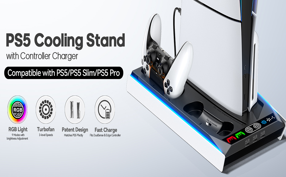 PSS® PS5/Slim/Pro Stand for Disc & Digital Console, PS5 Cooling