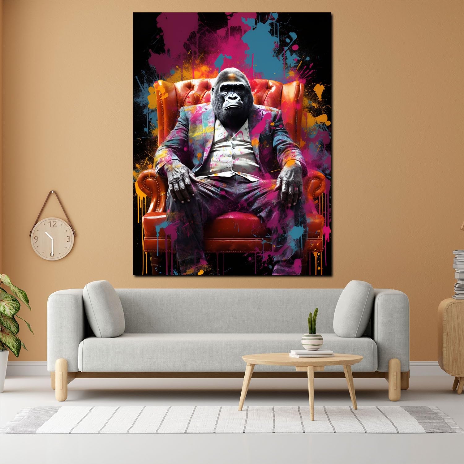 Quadro moderno stampa su tela gorilla in abito canvas Dimensione 30x40x2cm