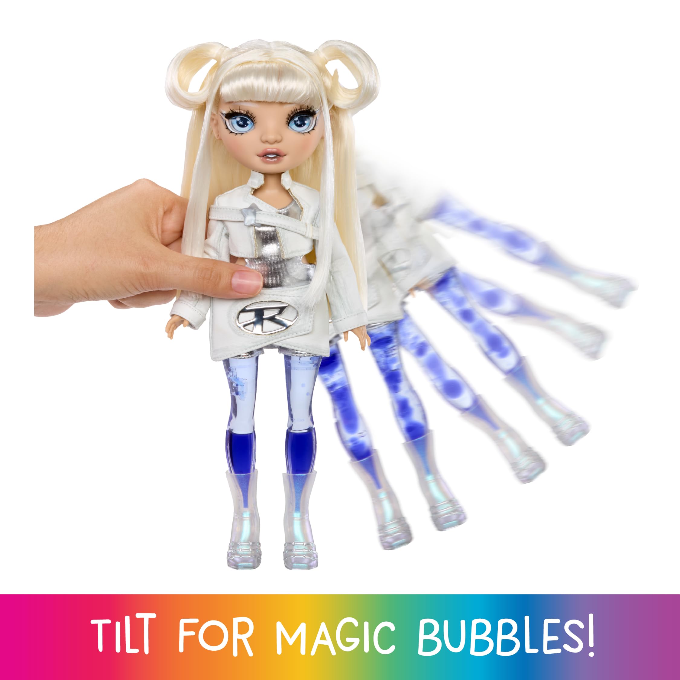 Rainbow High Sparkle & Shine Doll, Whitney, 28cm Fashion Doll with White Hair and Magic Bubbles in Legs, Colour, Style, Play - Image 3