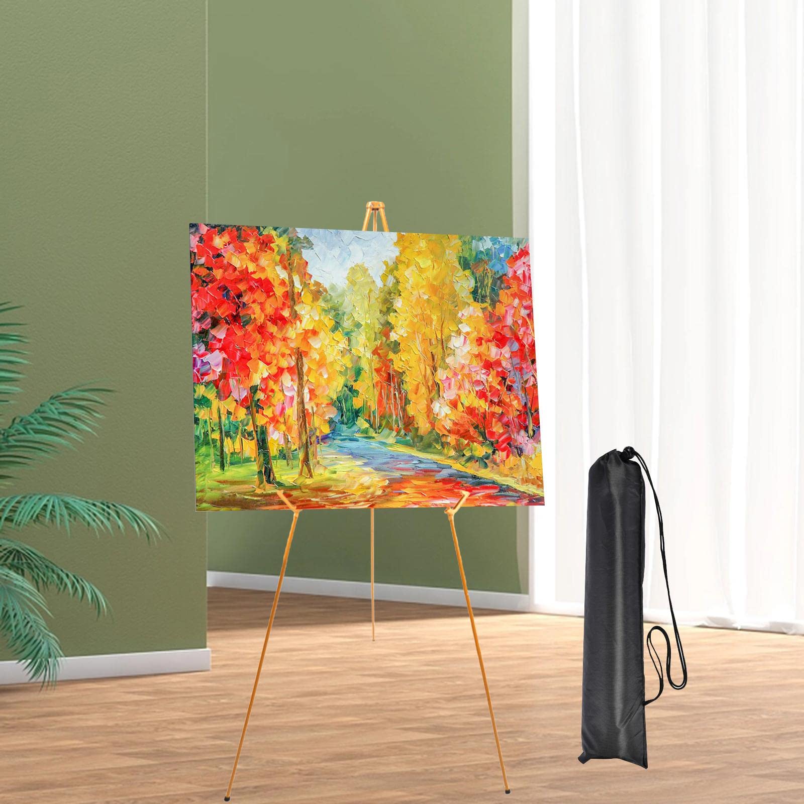 Cavalletto Espositivo con Treppiede, Supporto per Pittura, Cavalletto Pieghevole, Portatile, Altezza Regolabile, Cavalletto per Artisti, per Tavole di