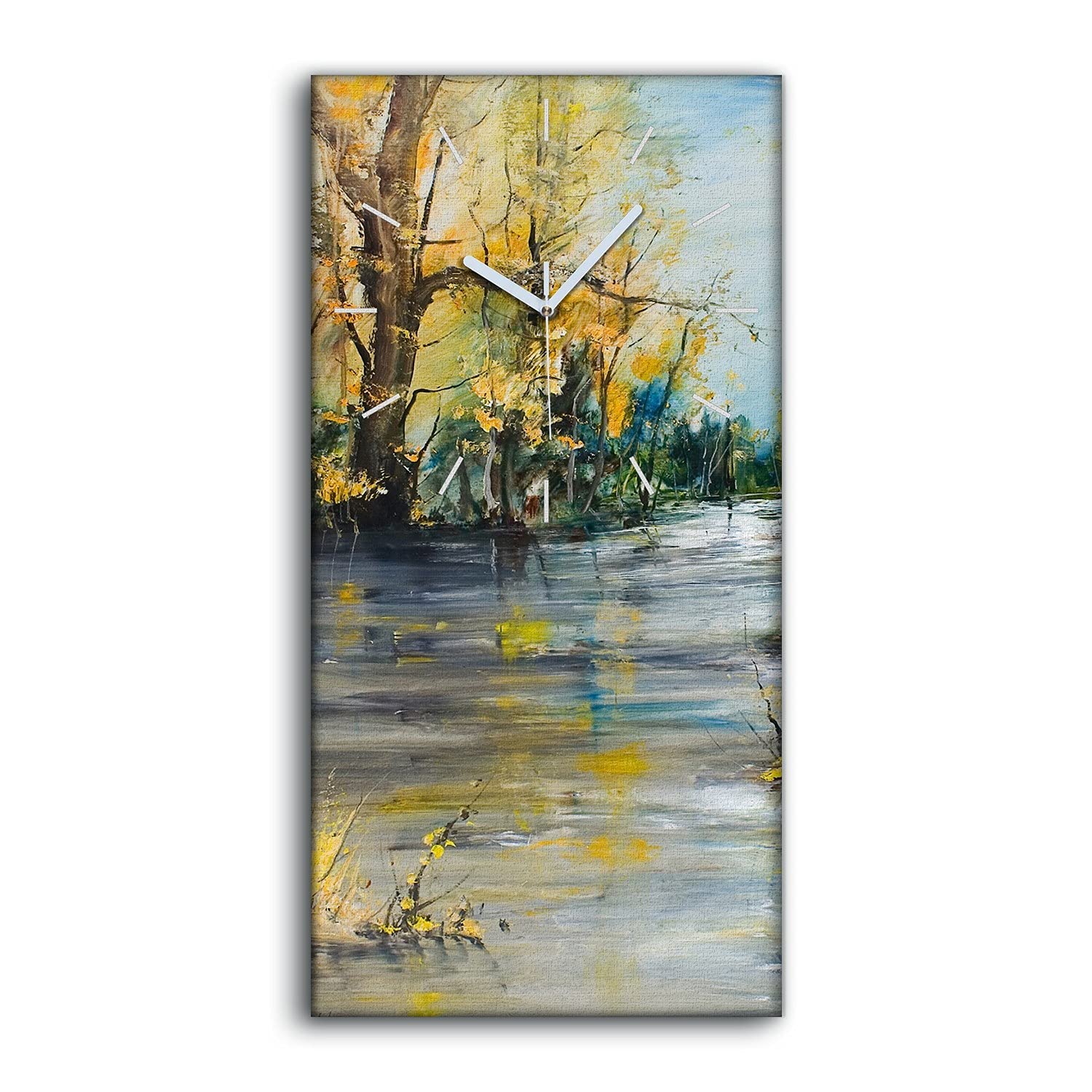 Horloge sur toile art moderne 30x60cm tableau decoration abstrait forestier