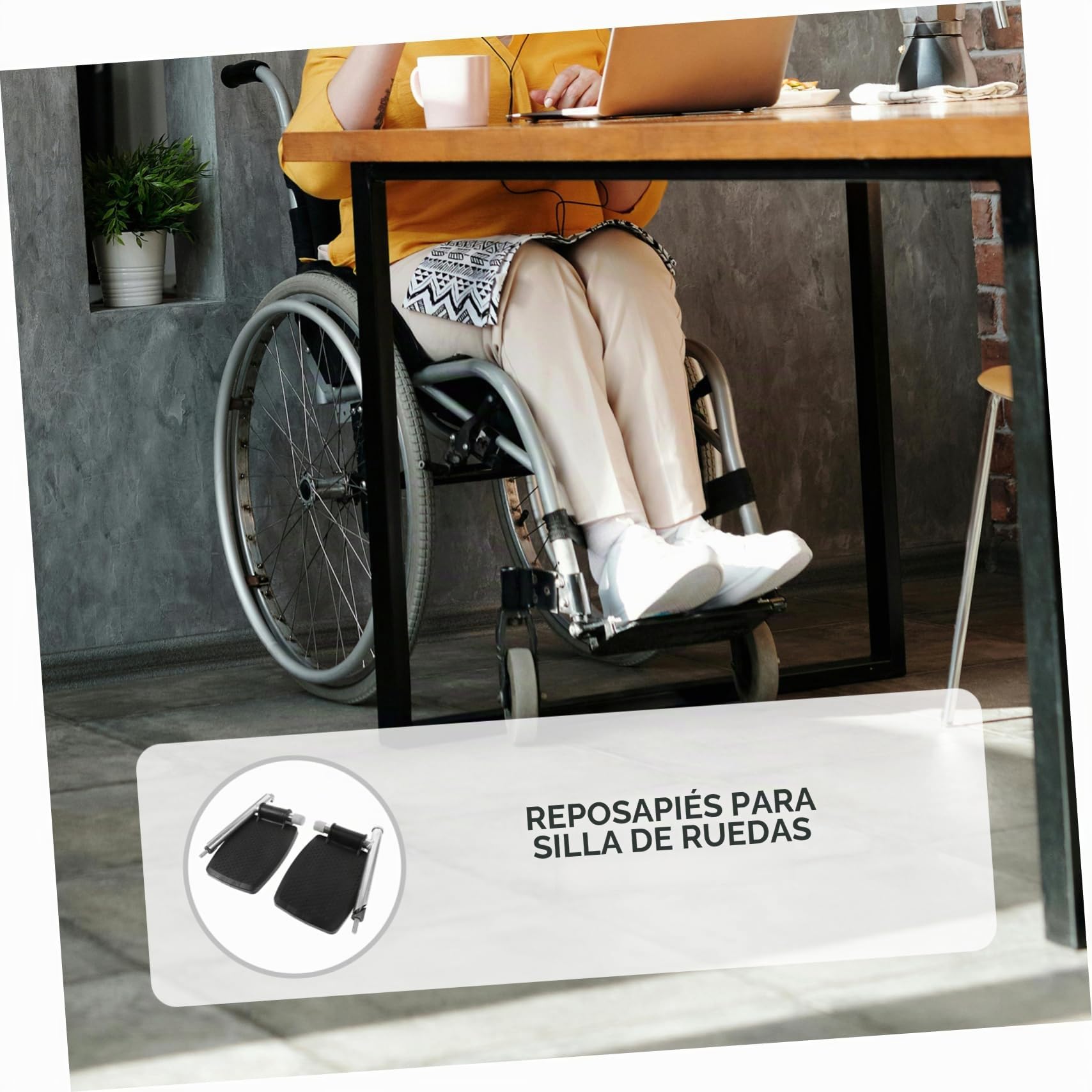 Reposapiés de Repuesto para Silla de Ruedas, 1 Par Negro | Metal y Abs, Diseño Plegable, Uso Cómodo, para Usuarios Movilidad Reducida