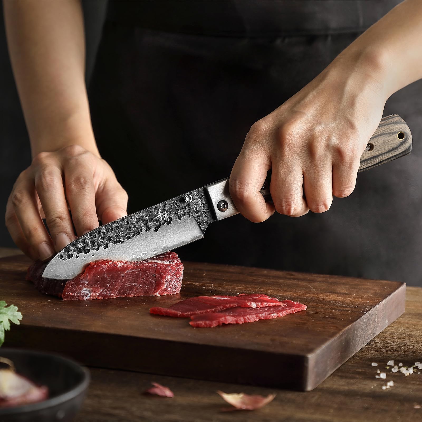 SENBON 440 Coltello da chef in acciaio inossidabile forgiato, affilato, giapponese stile camping pieghevole, tascabile, da viaggio, per frutta con manico in legno colorato