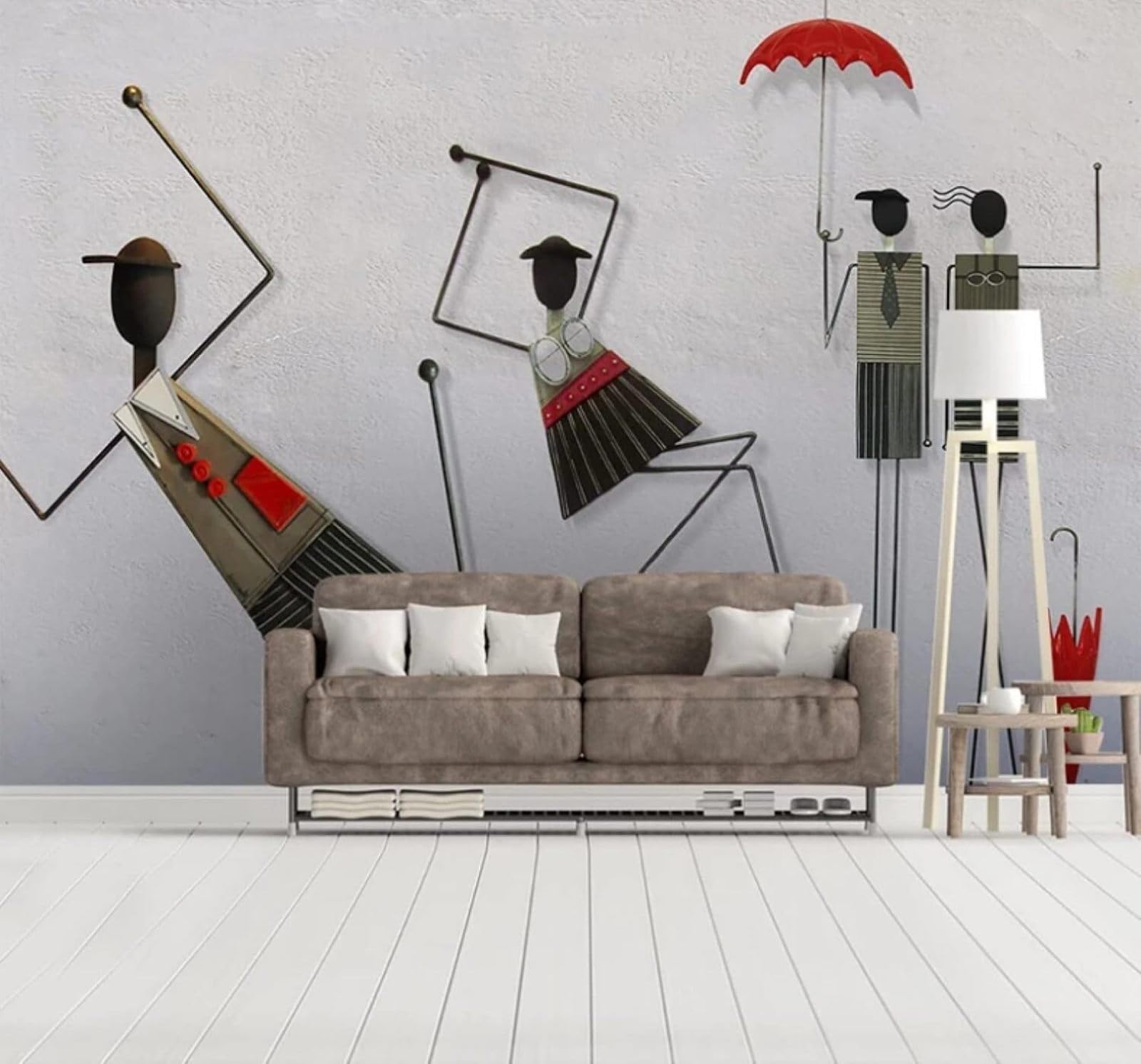 Xlming 430Cm×300Cm(B×H) Cartoon Minimalist Creative Lines People 3D Wallpaper Luxury Home Dining Decor Paste Sofa Living Room The Wall For Bedroom Mural-430Cm×300Cm