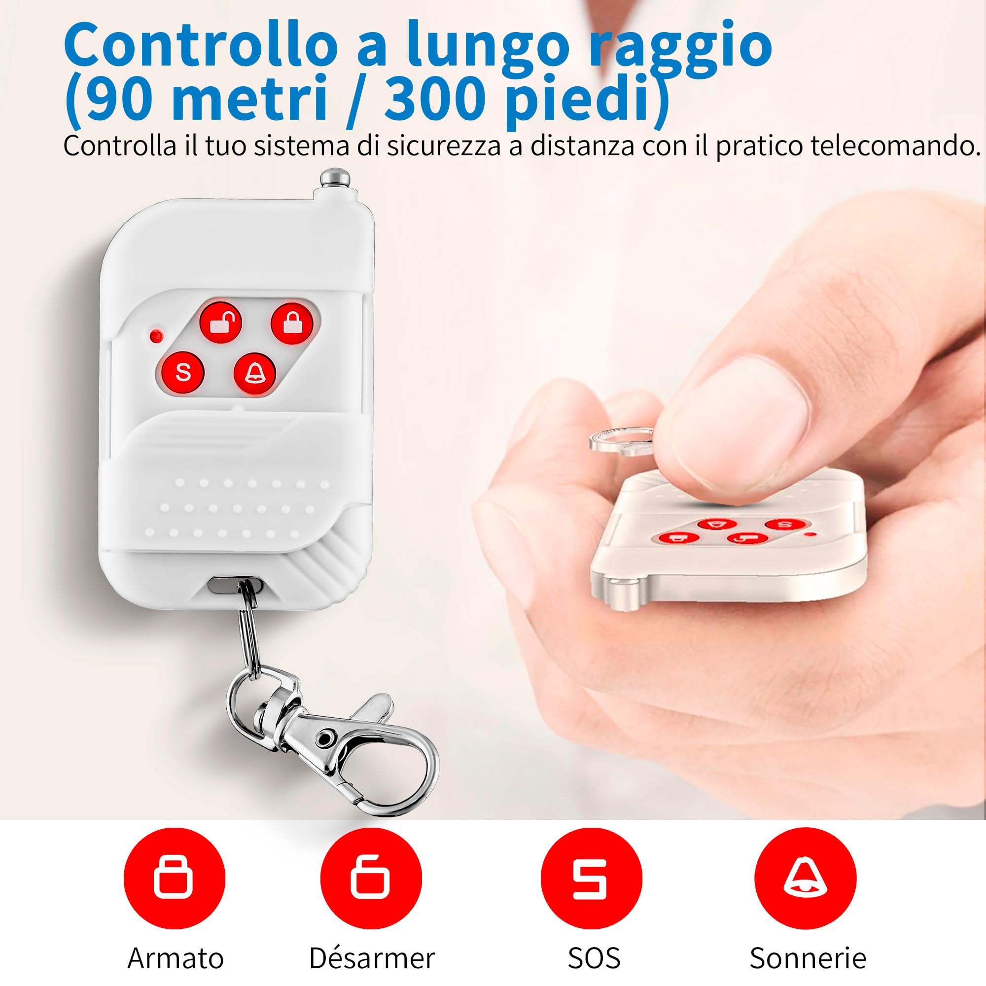 TOWODE Sistema di Allarme Domestico Wireless Kit Antifurto Sistema di Allarme di Sicurezza con Sirena 115dB, Sensore di Allarme Porta, Sensore di Movimento e Telecomando