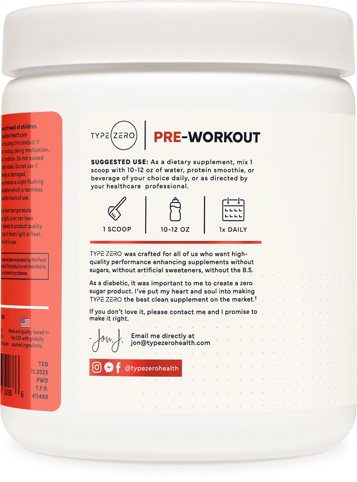 Type Zero Clean Stim Free Pre Workout Powder (Tropical Fruit Punch) 21 Serv — Amazon image 3