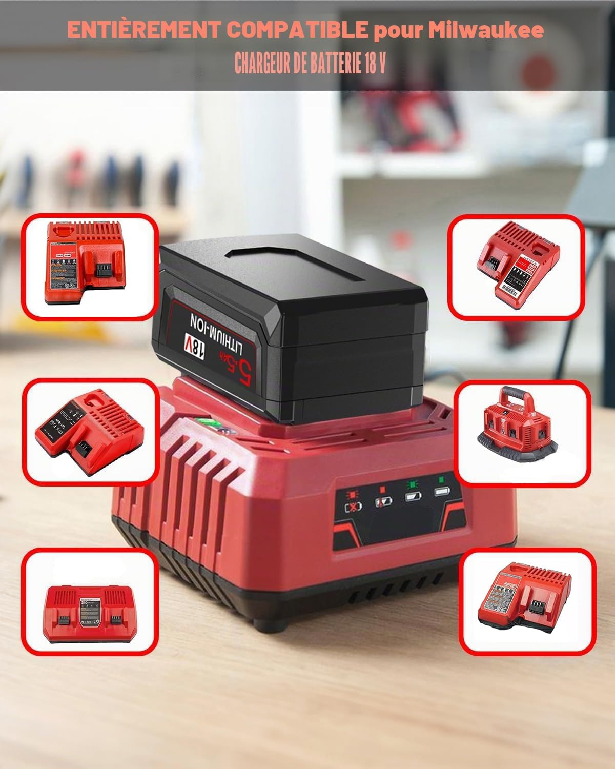 2 baterías de 18 V para Milwaukee, Powtree de repuesto para Milwaukee M18