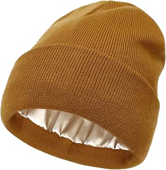 Berretto Invernale Donna Unisex Con Fodera In Raso, Maglia In Cotone E Acrilico, Morbido E Caldo, Taglia Unica, Nero - 5