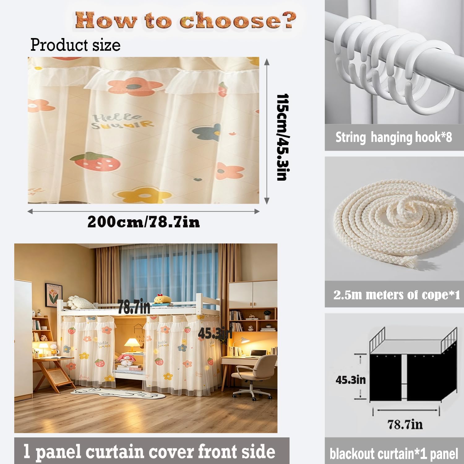 Navhao Blackout Bottom Bunk Bed Curtains Yarn Cloth Breathable Thickened Privacy Bed Canopy Shading Nets,1 Panel