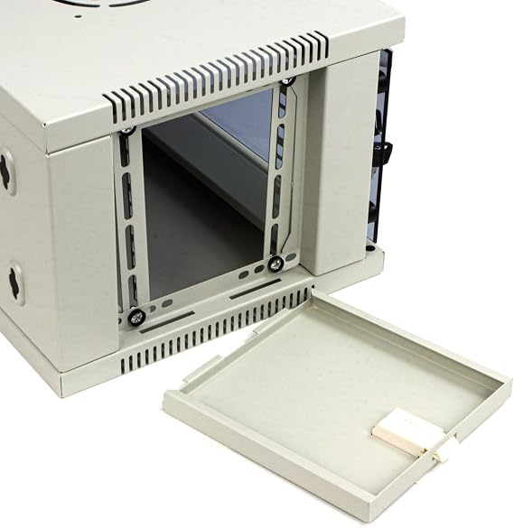 kenable 4U Wall Mounted Data Cabinet 19 Inch Rack Grey with Glass Door 300mm Deep Flat Pack Network Server Enclosure