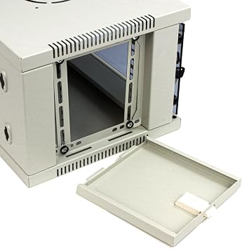 kenable 4U Wall Mounted Data Cabinet 19 Inch Rack Grey with Glass Door 300mm Deep Flat Pack Network Server Enclosure
