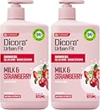Dicora Urban Shower Gel - Natural Nourishing Body Wash with Fresh Fruity Aroma - Moisturizing Body Wash Women and Men - Milk and Strawberry - 27.8 oz (Pack of 2)