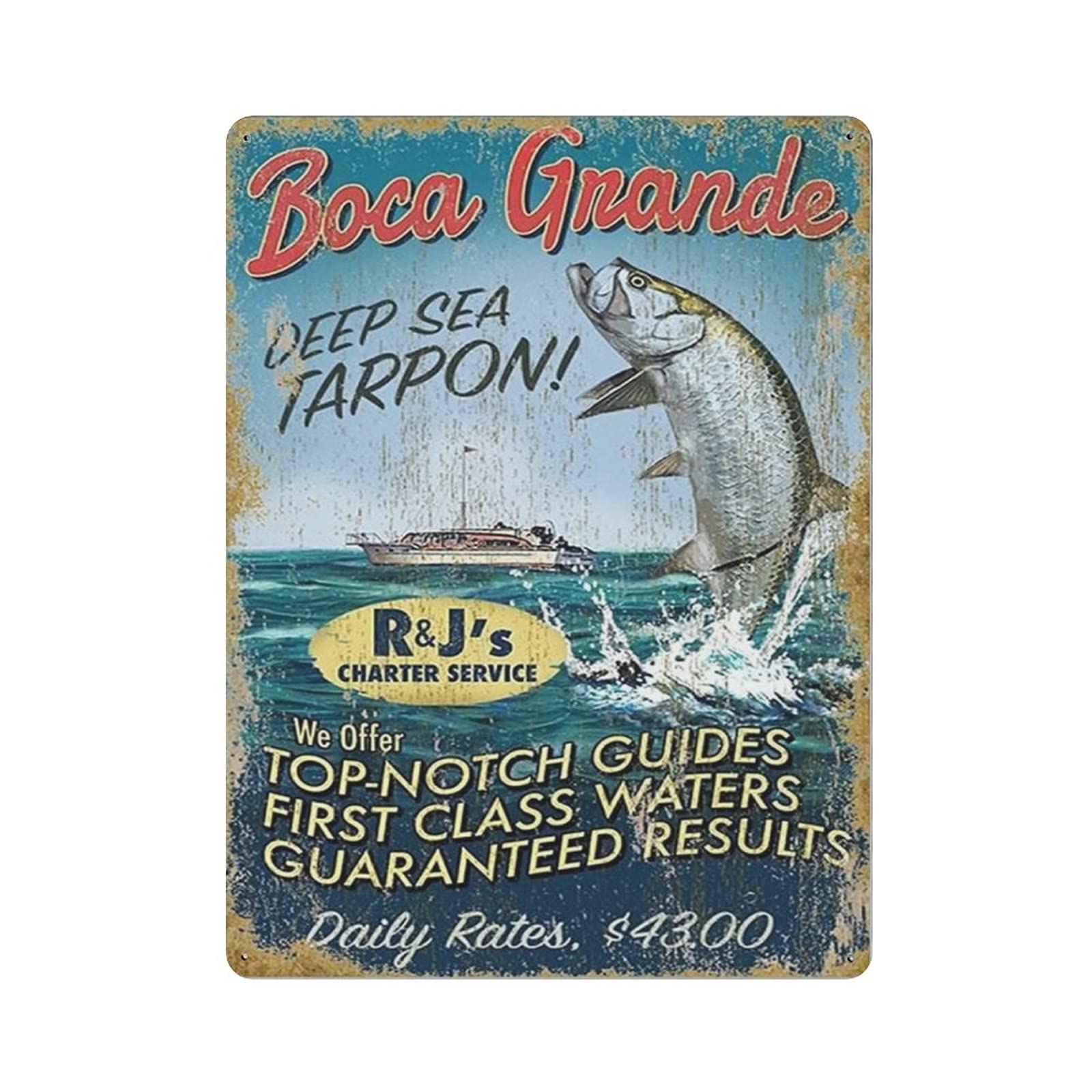 AOOEDM Fishing Metal Signs for Garage Man Cave Bar Kitchen Coffee Tin Sign Nostalgic Wall Decor Signs Vintage Retro Poster