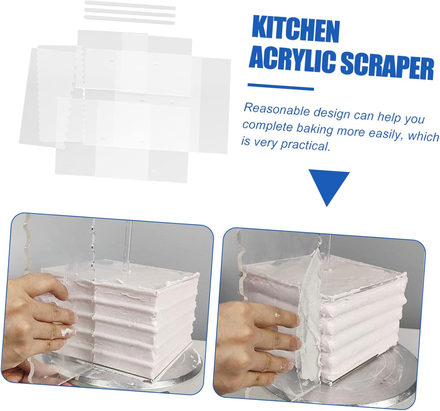 11pcs Square Acrylic Cake Scrapers Cake Baking Icing Smoother Square Acrylic Disc Baking Dessert Tools