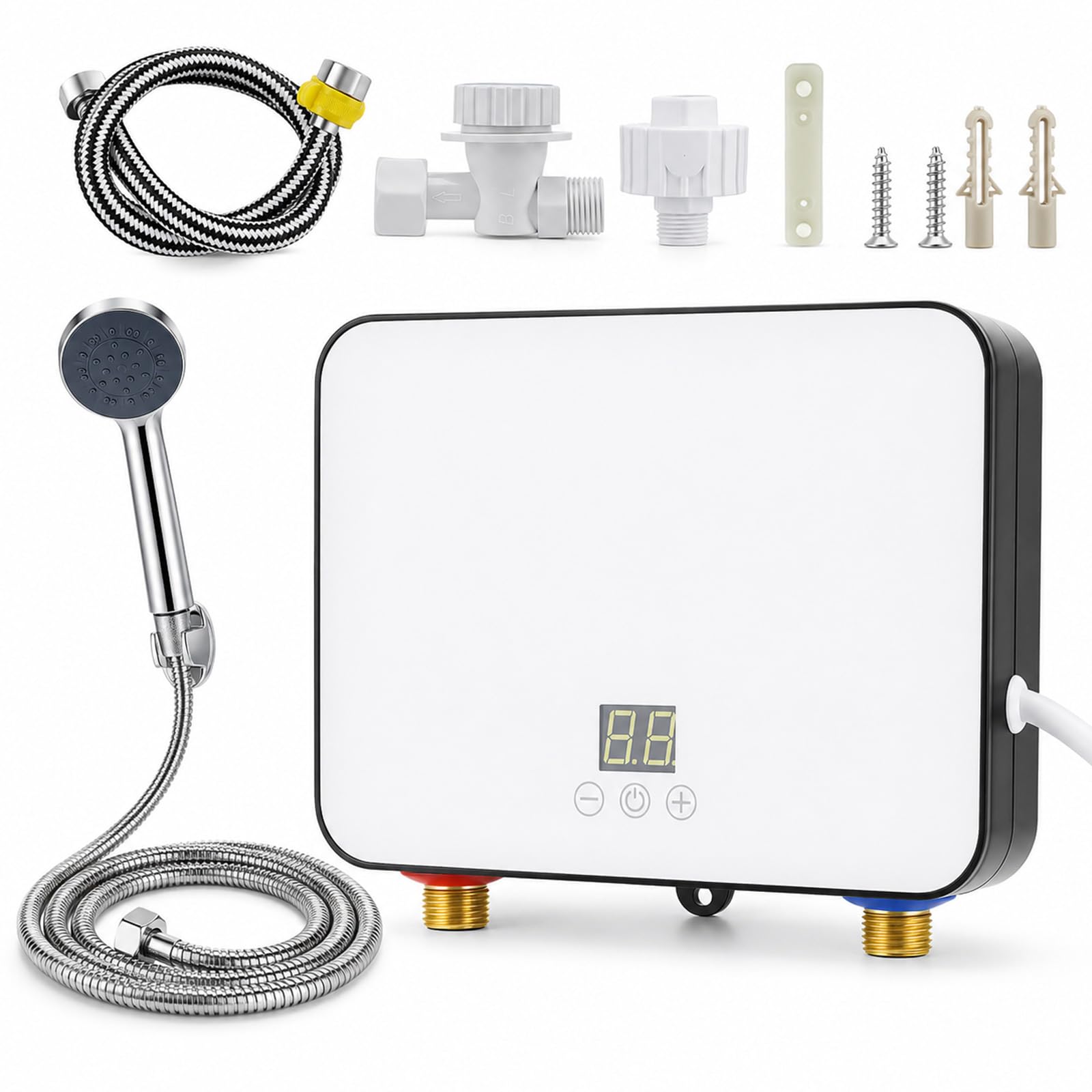 Electric Instantaneous Water Heater 5500W 220V Calentador de Agua Eléctrico Resistente a Presión Almacenamiento Bajo Mesa con Pantalla LCD Temperatura para Ducha, Baño, Cocina para Ducha, Baño, Cocina