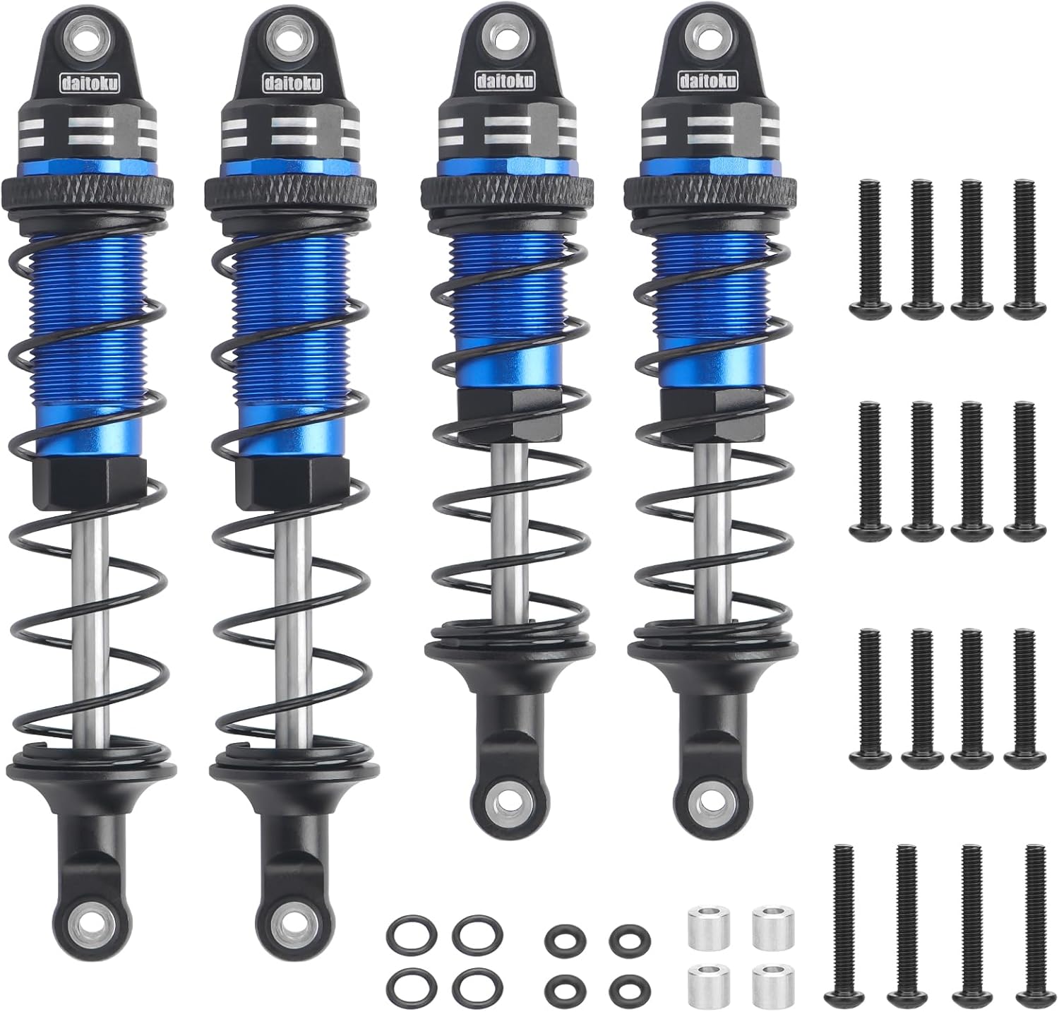RC Car Shock, daitoku Shock Absorber Front & Rear for 1/10 Traxxas Slash 2WD/4X4 Hoss Rustler 4X4 VXL Bandit Nitro Stampede Replacement of 5862 - Blue