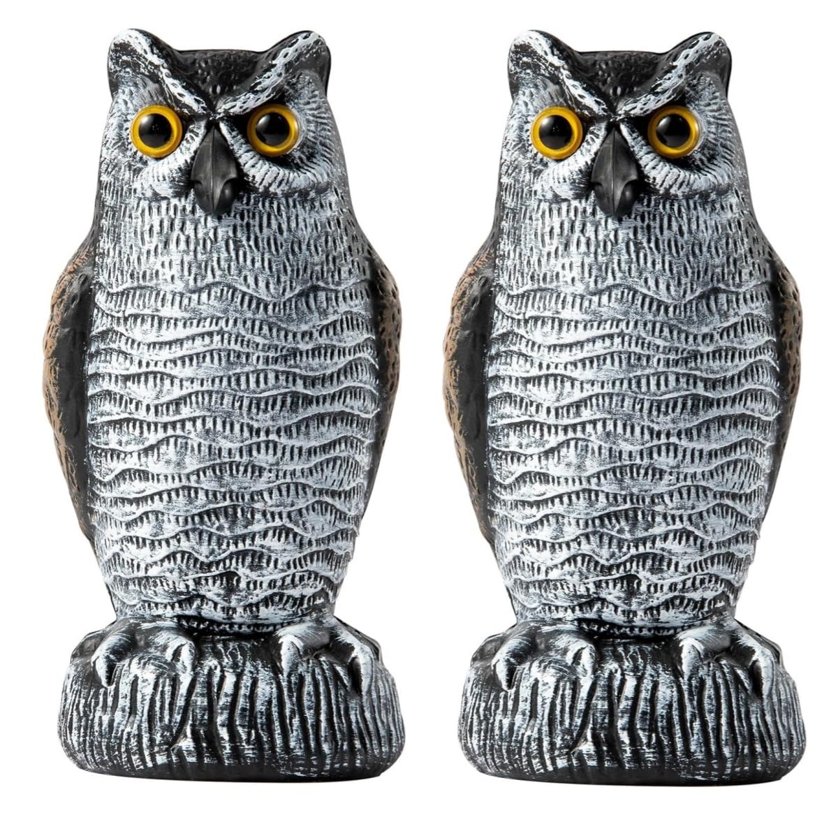 Rieskas Brown And White 2Pc Pigeon Deterrent,Owl Decoy To Scare Birds Away,Bird Scarers For Gardens,Natural Bird Deterrent Devices For Outdoor Garden,Yard, Farms,