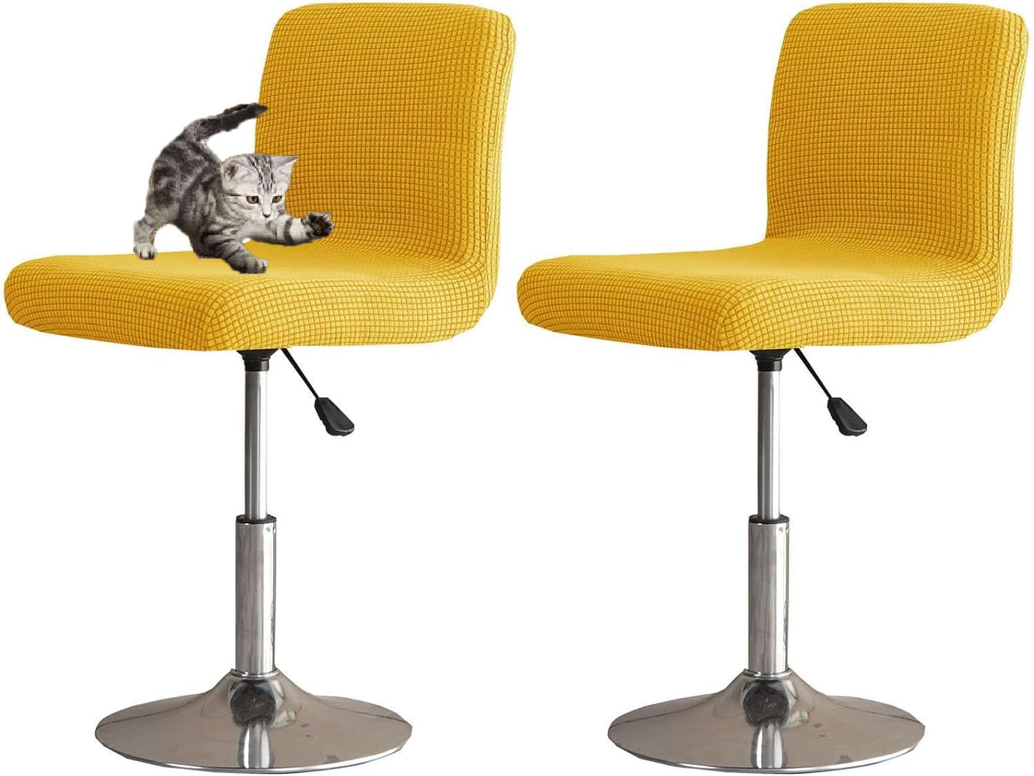 HACLEN Bar Stool Covers with Backs Set of 6 4 2, Stretch Pub Counter Stool Covers, Removable Barstool Covers Slipcovers for Bar (Yellow,6 PCS)