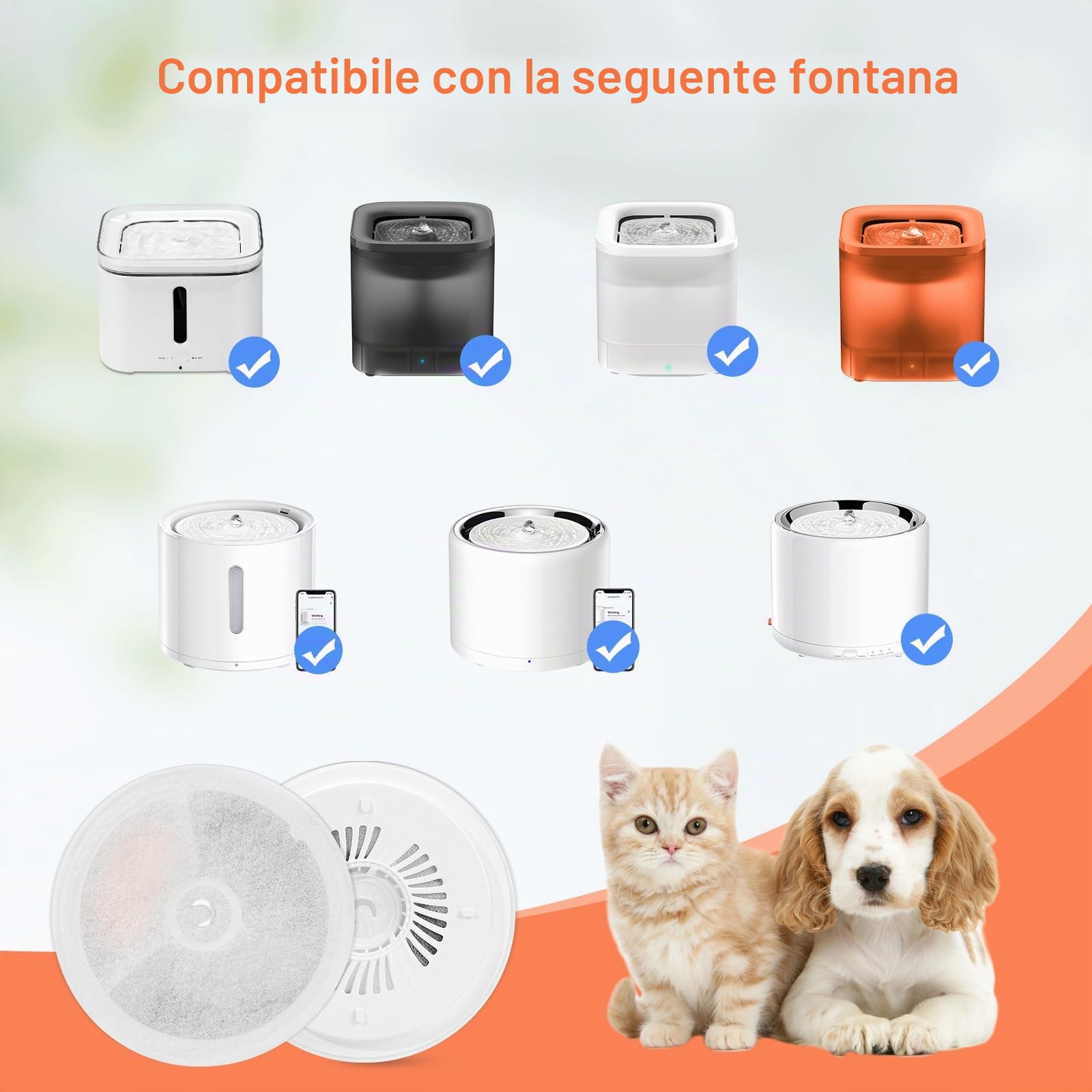 Filtro Fontanella per Gatti, 10 Filtri e 10 Spugna per 1.85L/1.8L/2L Fontana per Gatti, Unit filtro 3.0 Carbone Attivo e Resina a Scambio Ionico, Materiale Sano e Sicuro Filtrazione Multistrato