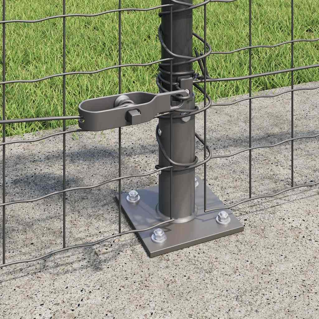 Postes de valla para hormigón gris de acero con recubrimiento en polvo, 26 unidades con base de hormigón, resistente a la intemperie y a la corrosión, para jardín, terraza, patio, montaje